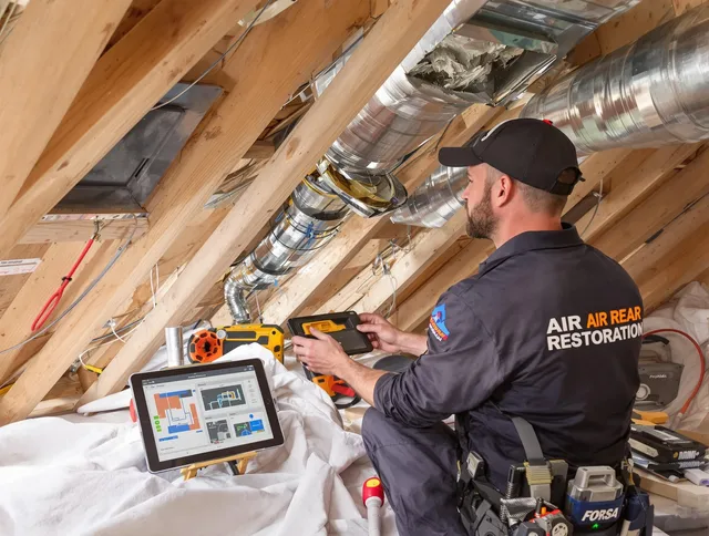 Winthrop Air Duct Cleaning technician performing precise duct repair work in Winthrop
