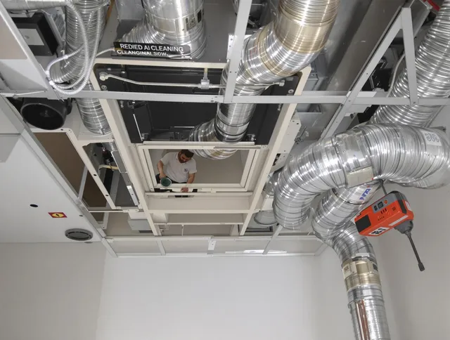 Winthrop Air Duct Cleaning technician performing detailed central duct system cleaning in Winthrop