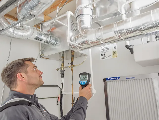 Winthrop Air Duct Cleaning expert conducting detailed filter system inspection using diagnostic tools in Winthrop