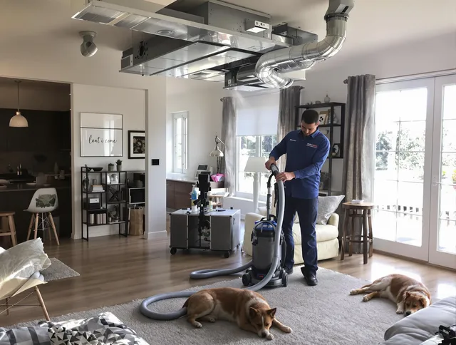 Winthrop Air Duct Cleaning technician performing detailed indoor duct cleaning for improved air quality in Winthrop
