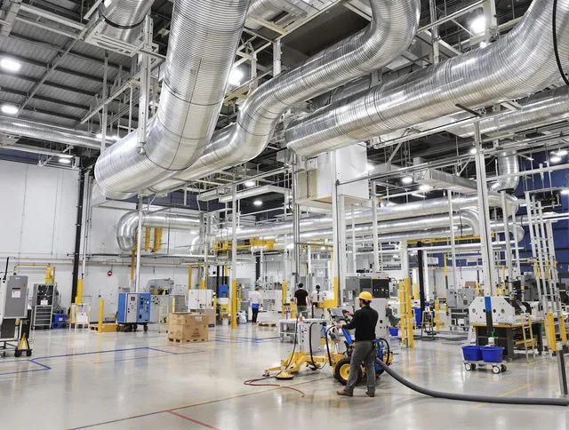 Winthrop Air Duct Cleaning team performing comprehensive industrial duct cleaning at a large facility in Winthrop
